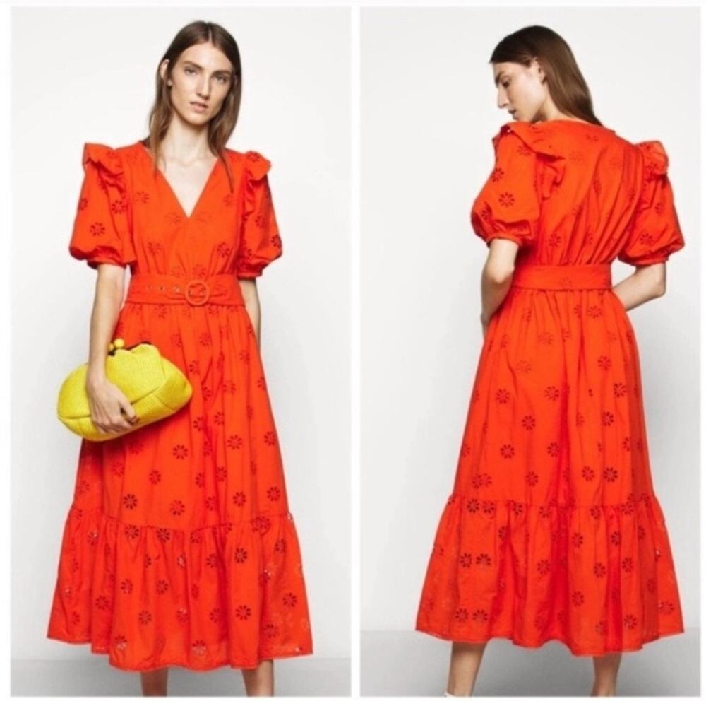 Kate Spade New York Spade Clover Eyelet Dress Orange Size 2